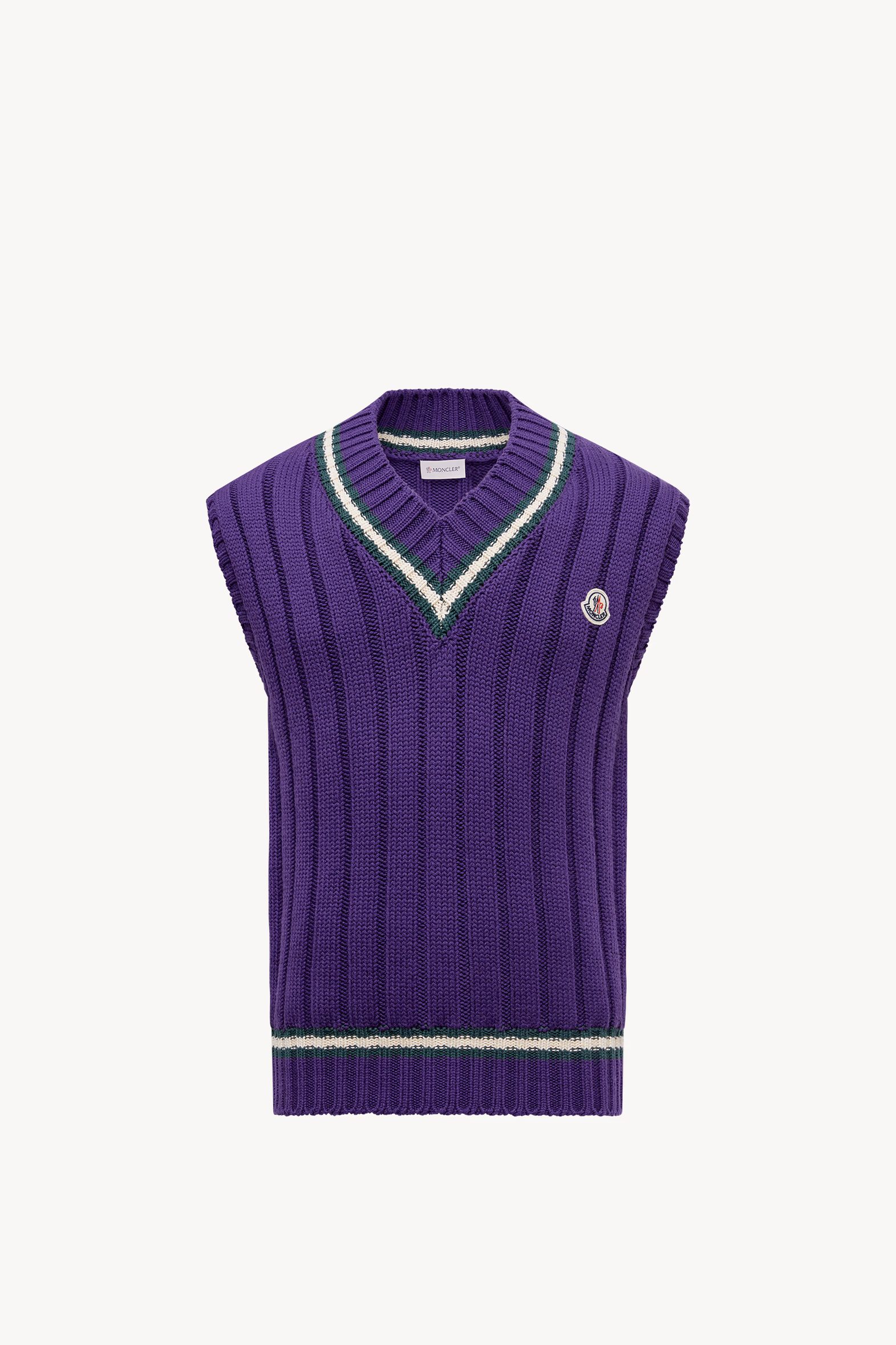 Wool & Cotton V-Neck Vest Men Purple Moncler 2